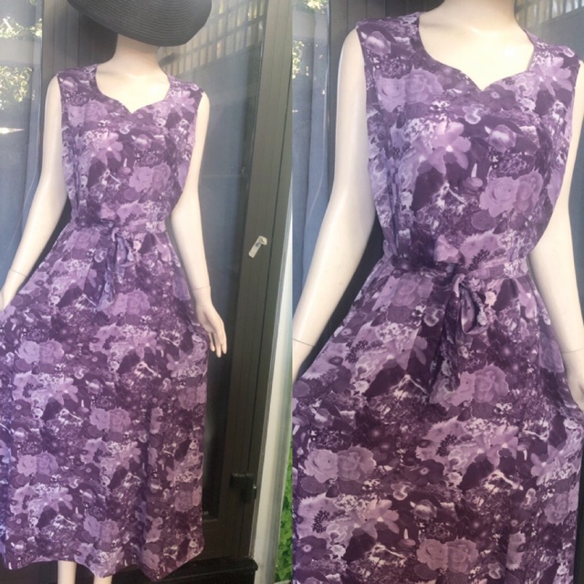 Đầm voan maxi màu hoa tím