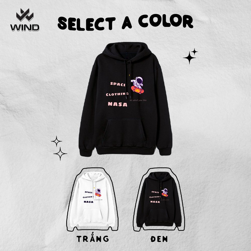 [Mã SKAMFSW175 giảm 10K đơn 50K] Áo hoodie unisex WIND form rộng nỉ nam nữ NASA HD23 thời trang thu đông oversize