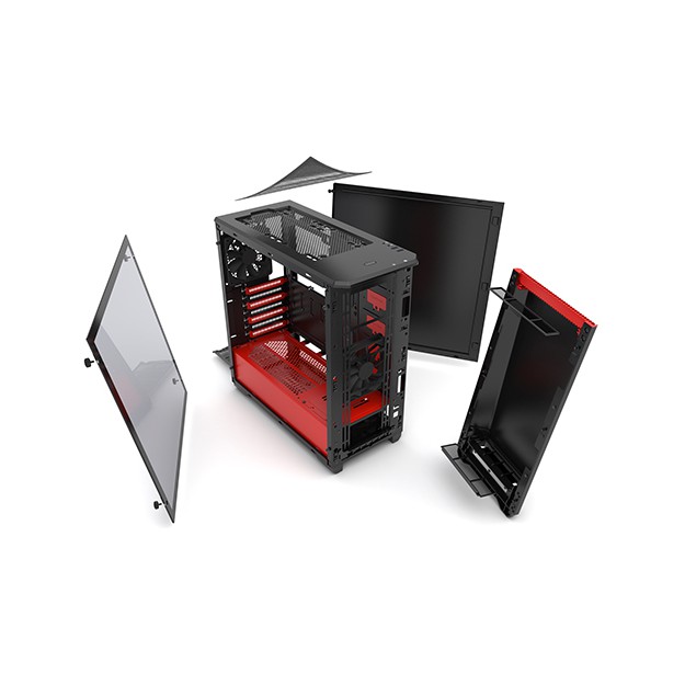 Phanteks Eclipse P400 Black/Red Tempered Glass - RGB Illumination Mid-Tower Case