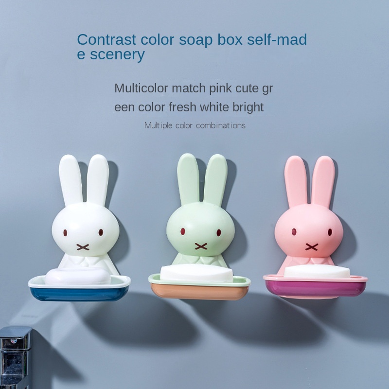 Hộp Nhựa Đựng Xà Phòng Gắn Tường Không Cần Khoan Hình Hoạt Hình Dễ Thương Có Giác Hút Cho Nhà Tắm
