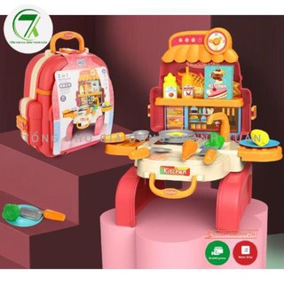 Đồ chơi nấu ăn 3in1, bộ 21 món cho bé tập làm đầu bếp, kiểu vali thuận tiện cho bé mang đi chơi dễ dàng