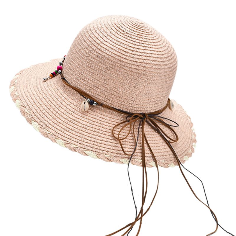 Mũ Cói Rộng Vành Chống Nắng Đính Nơ Tua Rua Phong Cách Bohemian Thời Trang Mùa Hè Cho Nữ
