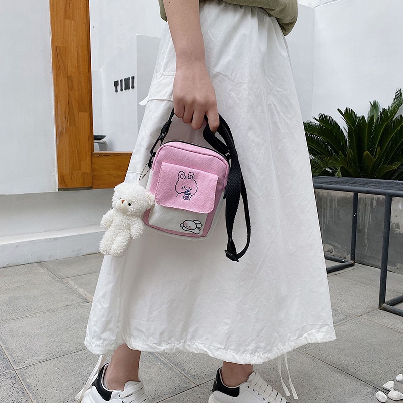 Túi Đeo Chéo mini Vải Canvas Dễ Thương Cho Nữ
