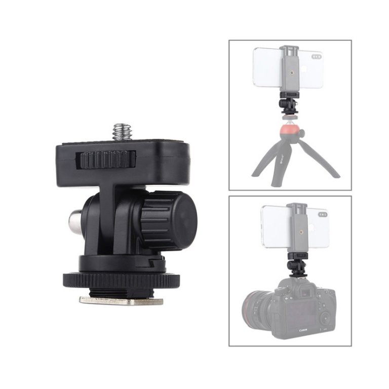 Đầu Chuyển Chân Flash Máy Ảnh Cold Shoe Sang Vít 1/4-inch 2 Trong 1 PULUZ - Đen