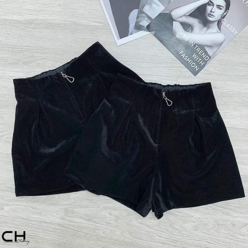 [ Sale 50% ] Quần short nhung tăm lưng chun kèm ảnh thật