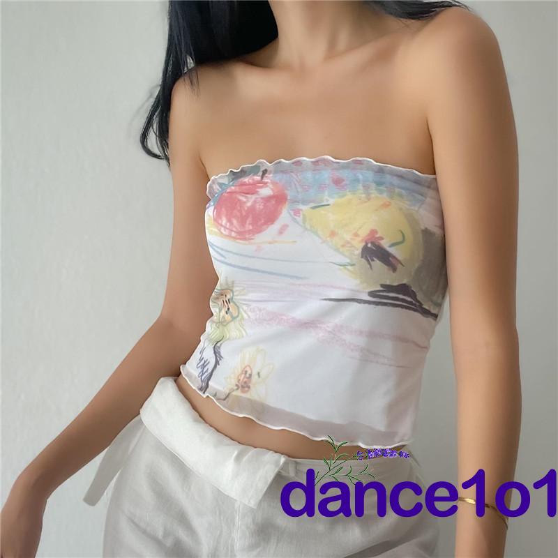 Áo Ống Không Tay Hở Lưng In Hoa Thời Trang Khiêu Vũ1O1