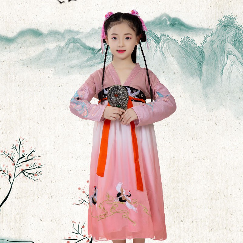 chân váy dàichân váy tennis✧┋Sản phẩm mới Hanfu nguyên bản nữ nhi tiểu linh cẩu trang phục ngực đầy đặn phong các