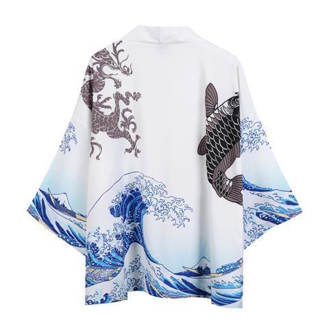 Áo Khoác Kimono Mỏng Tay Lửng Dáng Rộng In Họa Tiết Ukiyo-e Thời Trang Mùa Hè Cho Nam 20081107
