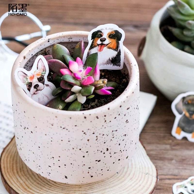STICKER cún yêu hộp 45 miếng dán trang trí sổ tay, ốp lưng điện thoại - S15