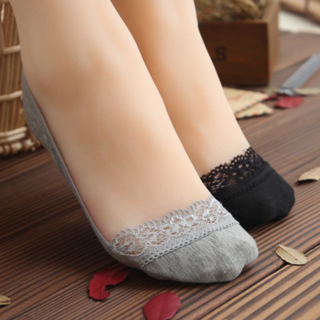 Vớ ren mang giày lười giày bup bê