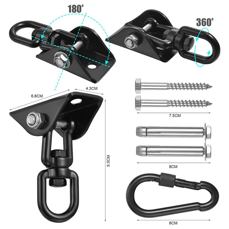 Móc Treo Đồ Gắn Trần Nhà Xoay 360 Độ Tiện Dụng° Móc Xích Đu Treo Túi Đấm Bốc 450KG