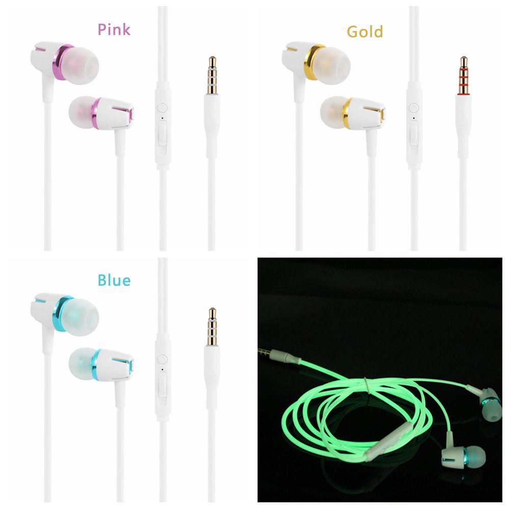 Tai nghe nhét tai Hifi có dây dạ quang nhiều màu thông dụng cho điện thoại