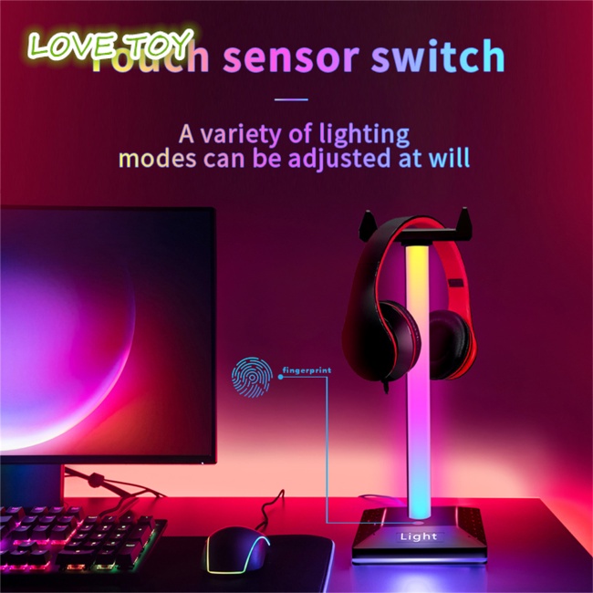 Giá Đỡ Tai Nghe Chụp Tai Có Đèn Led Nhám Giắc Cắm 3.5mm Dành Cho Game Thủ