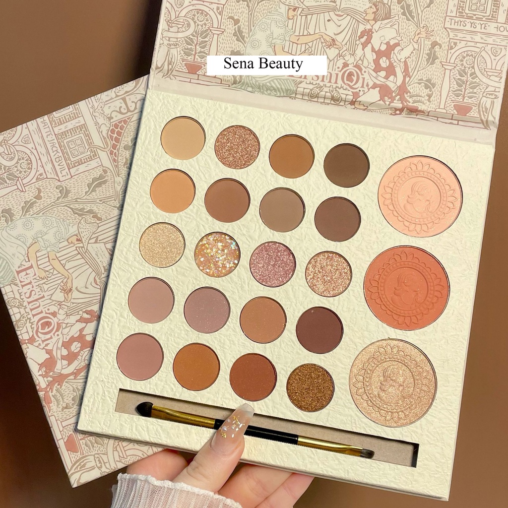 Bảng phấn mắt + má 23 ô Ershiqi kèm cọ tán Sena Beauty