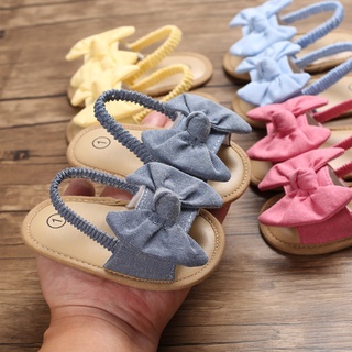 Giày xăng đan tập đi đế mềm  cột nơ dễ thương cho bé gái
