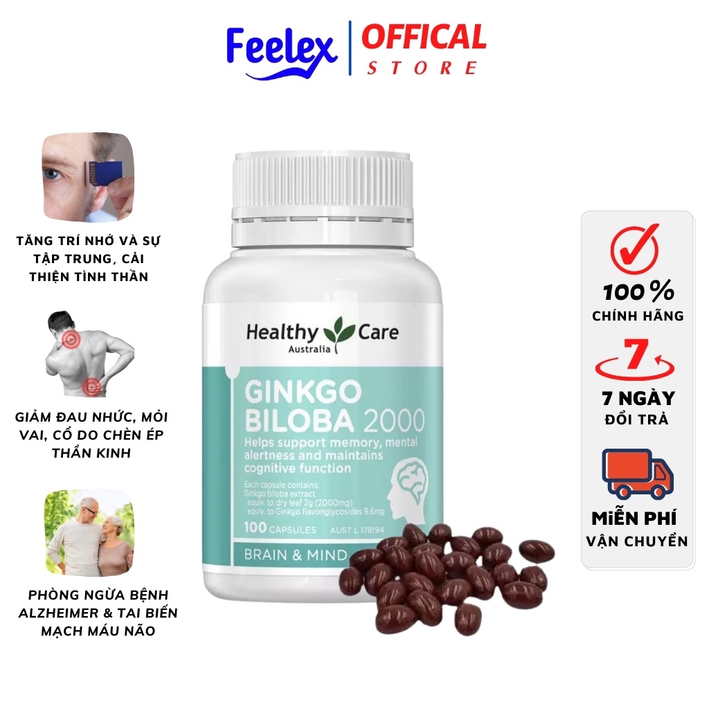 Viên uống bổ não Healty Care Ginkgo Biloba 100 viên