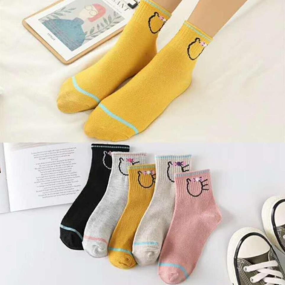 Tất-Vớ 100% Cotton Cổ Ngắn Họa Tiết Mèo Con S2TATD005 Siêu Thoáng, Siêu Cute