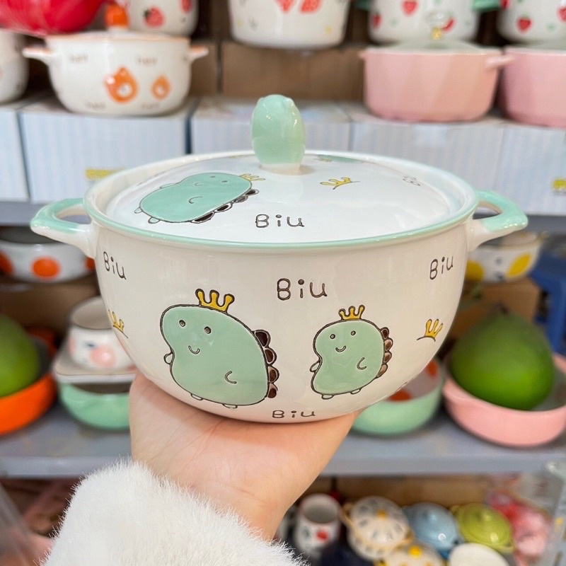 Tô sứ nắp kính màu xanh cực sang chảnh