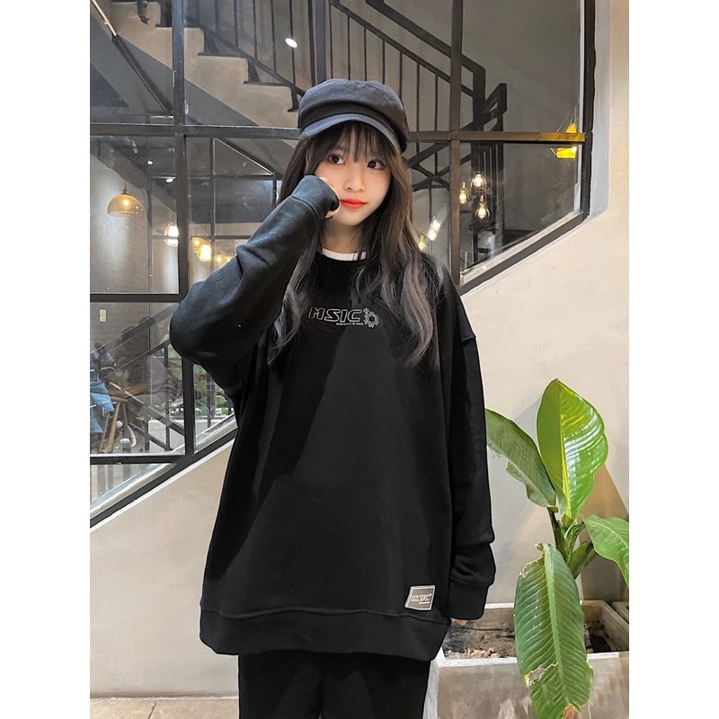 Áo Sweater 2 cổ (đen)