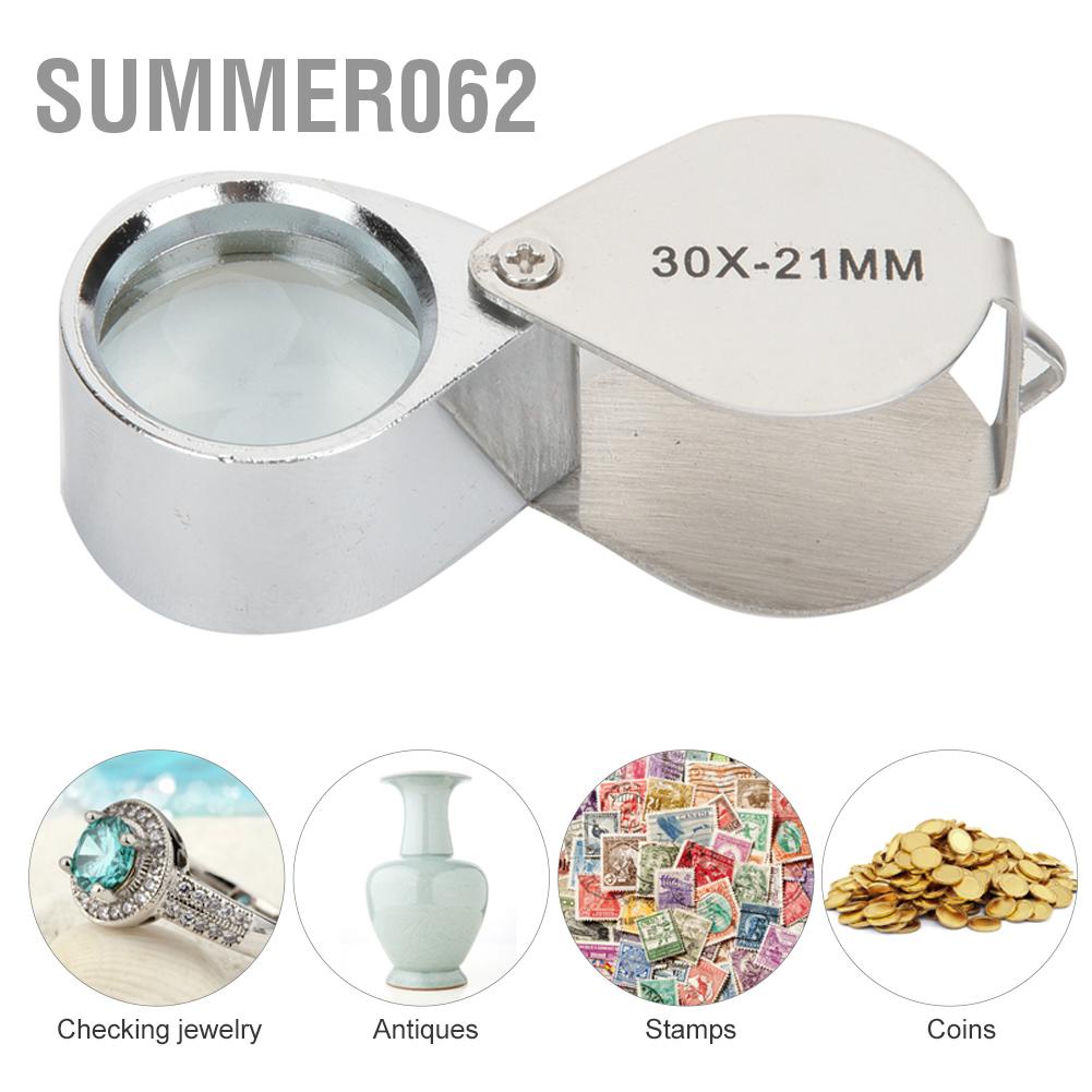 Summer062 Portable Mini Glass Magnifying Lens   Jewelers Magnifier for Identifying Jewelry Stamps Coins Antiques