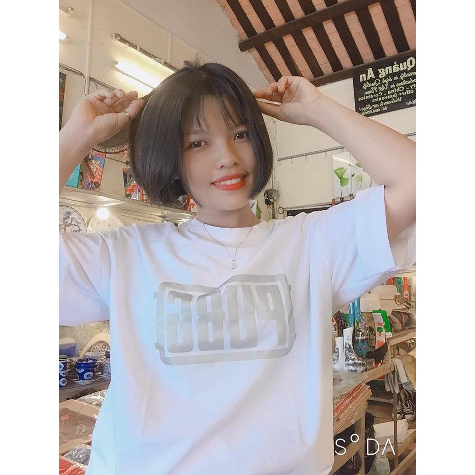 Áo thun cotton unisex tay lỡ in phản quang in PUBG - ATPQ