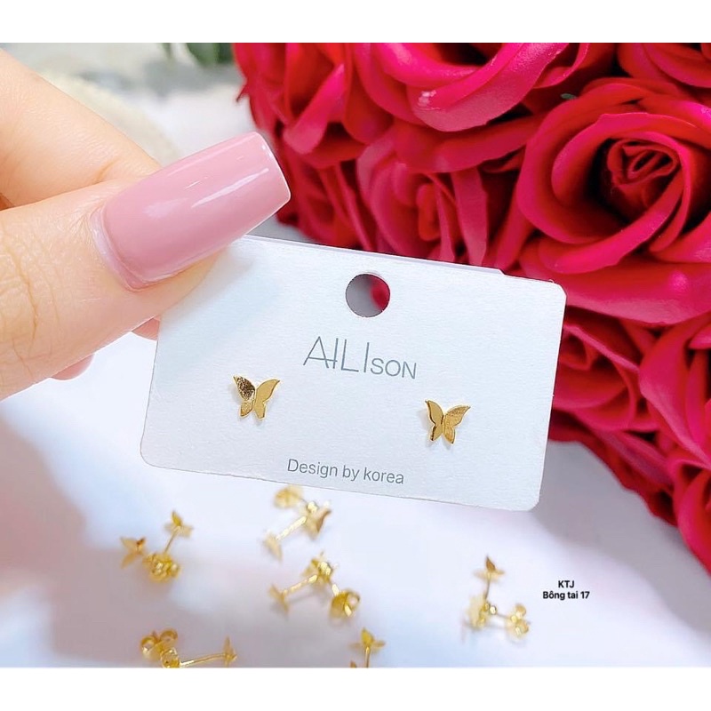 Set Bộ Trang Sưc Vàng butterfly Nhỏ Xinh có bán lẻ Dây mặt Và Bông Tai - Trang sức Vàng Bạc Hoà Thảo HTJ