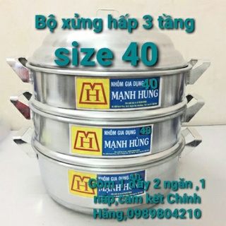   Video Sp Bộ xửng hấp nhôm Mạnh Hùng 3 tầng size 40  CHÍNH HÃNG ,bộ xửng hấp bánh 3 tầng ,xửng hấp bánh bao,rau,hải sản 