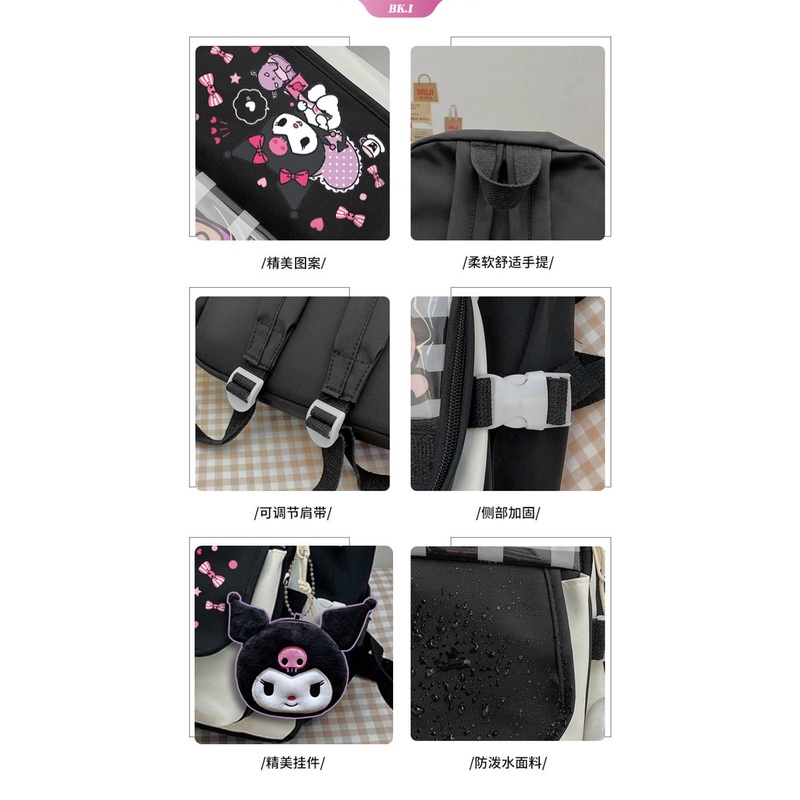 SANRIO Ba Lô Đi Học In Hình Kuromi Hello Kitty Phong Cách Hàn Quốc Cho Bé Gái