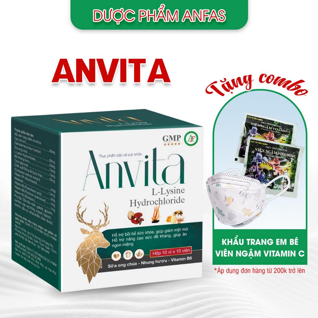 Bổ sung vitamin, cao linh chi, nhung hưu, giảm mệt mỏi, suy nhược cơ thể Anvita (hộp 100v) Ramukid