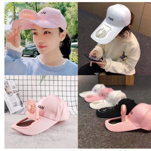 Mũ Gắn Quạt Mini ĐỦ 3 MÀU - Mũ Lưỡi Trai Tích Hợp Quạt Làm Mát Mùa Hè