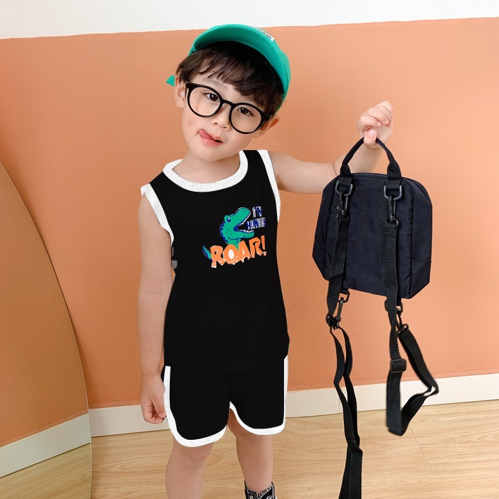 Bộ bé trai ba lỗ sát nách cotton thấm hút mồ hôi cho bé mặc nhà, đi chơi Magickids Quần áo trẻ em mùa hè BR22009
