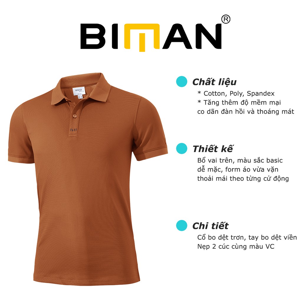 Áo polo nam thun cổ bẻ Biman by Biluxury co giãn 4 chiều vải siêu mềm thân thiện với làn da 5APCB007 | WebRaoVat - webraovat.net.vn