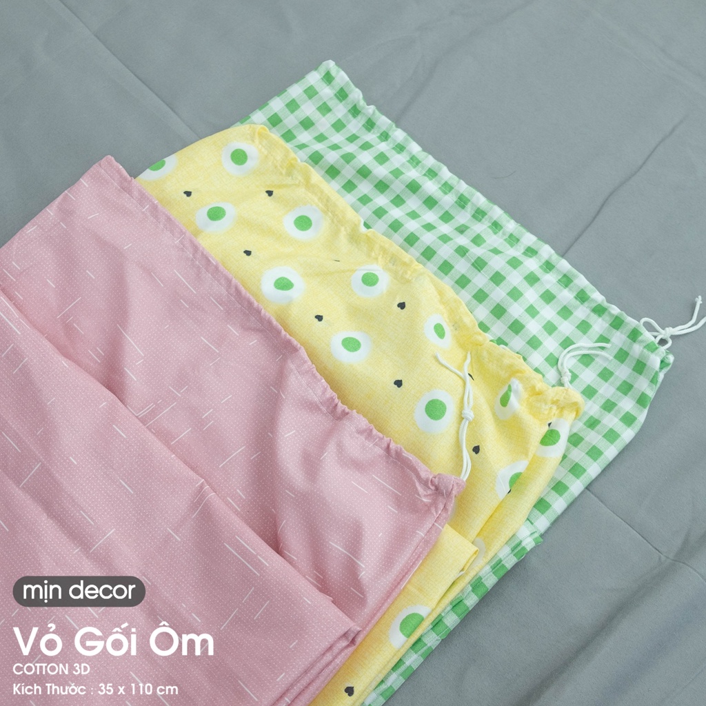 Vỏ gối ôm dây kéo, áo gối ôm cotton 3D 35x110cm thoáng mát mềm mịn đa dạng mẫu mã