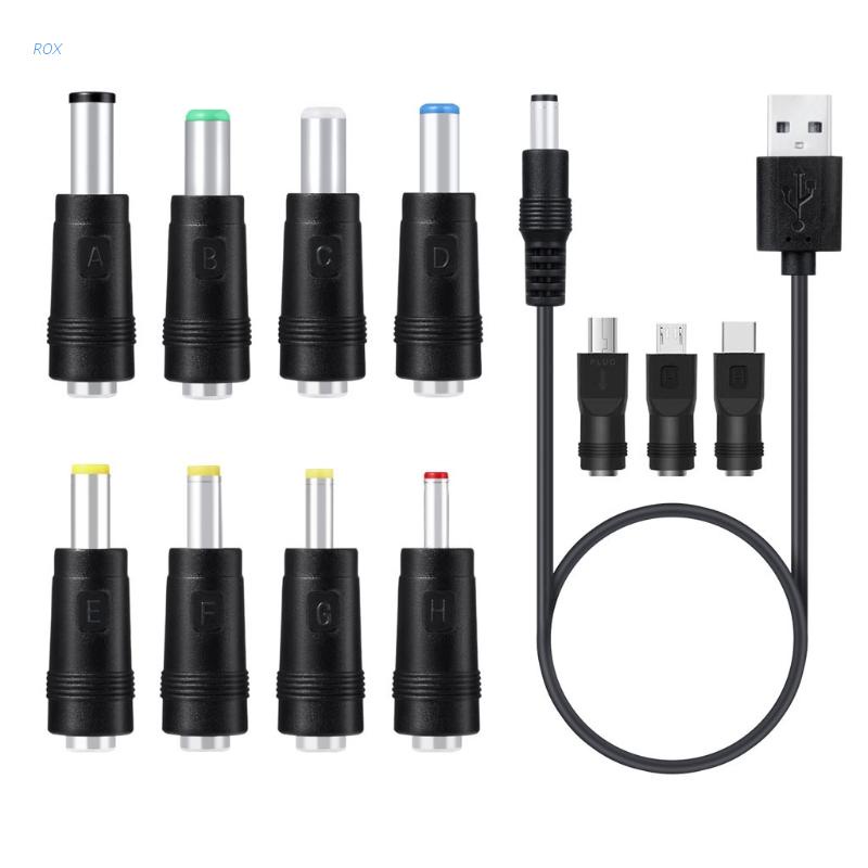 Dây cáp sạc ROX 11 trong 1 5V USB sang DC 5.5x2.1mm cho bộ định tuyến loa điện thoại