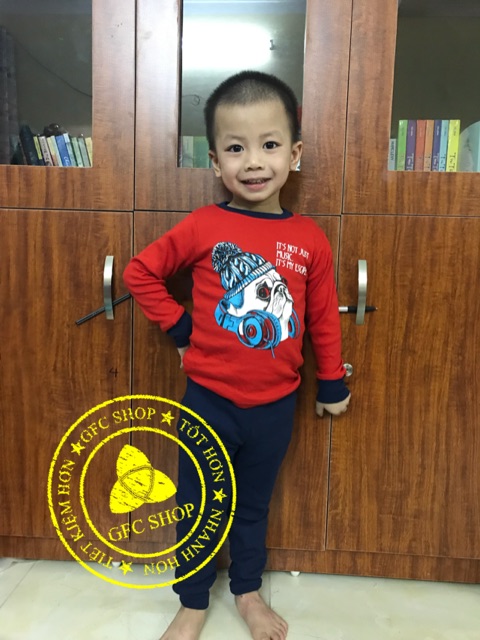 Bộ dài tay cotton len bé trai 8-21 kg( hình thật )