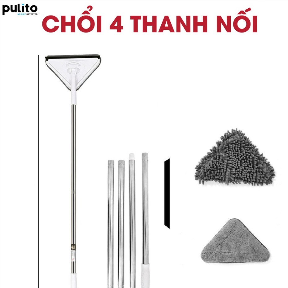 Cây lau kính cán dài Pulito,chổi lau cửa kính thông minh 2 đầu tiện lợi LS-CLK