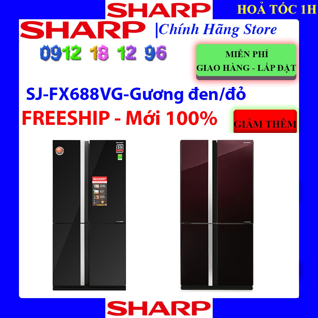 Tủ lạnh Sharp Inverter 678 lít SJ-FX688VG-BK - Sharp SJ-FX688VG-RD