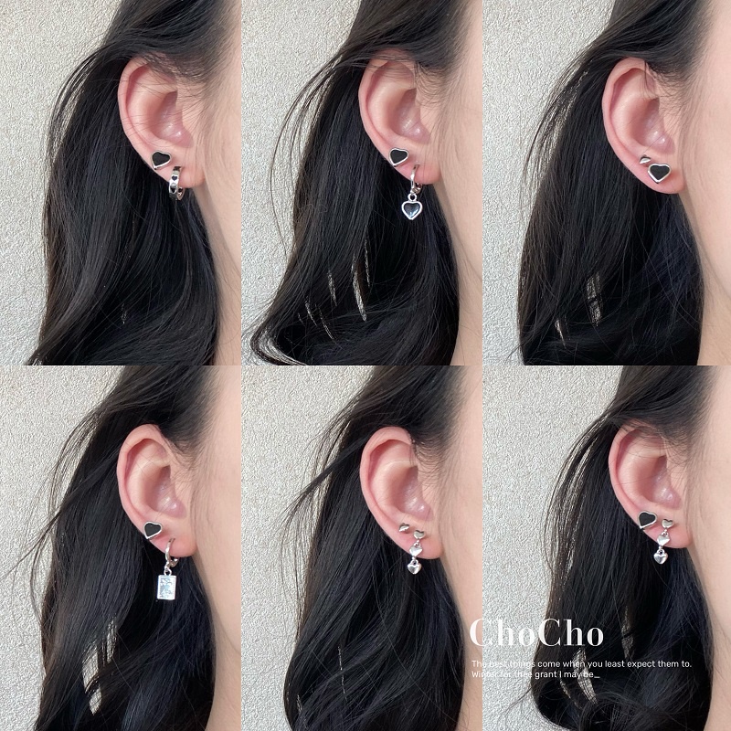 Khuyên Tai Bạc Hình Ổ Khóa Trái Tim Phong Cách Vintage Cho Nữ