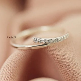 Nhẫn thanh trơn cắt thanh đá trắng BẠC S925 LANN R157