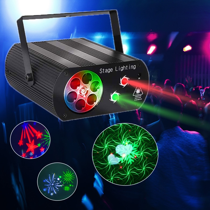 Đèn xoay cảm biến theo nhạc, trang trí phòng karaoke, đèn led Laser