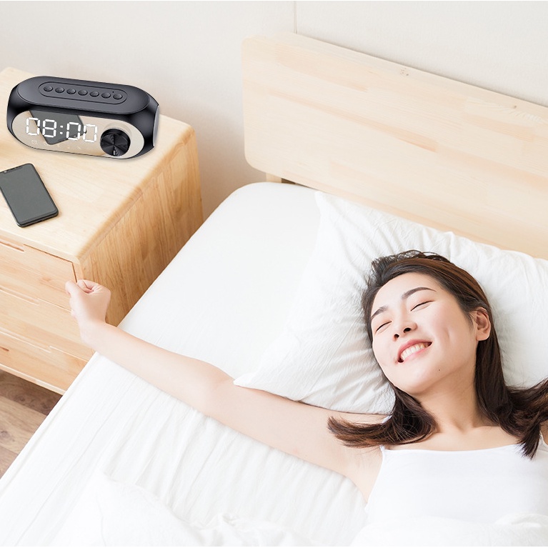 Loa không dây S8 kiêm đồng hồ báo thức bluetooth loa siêu trầm điện thoại có đèn LED nháy theo nhạc