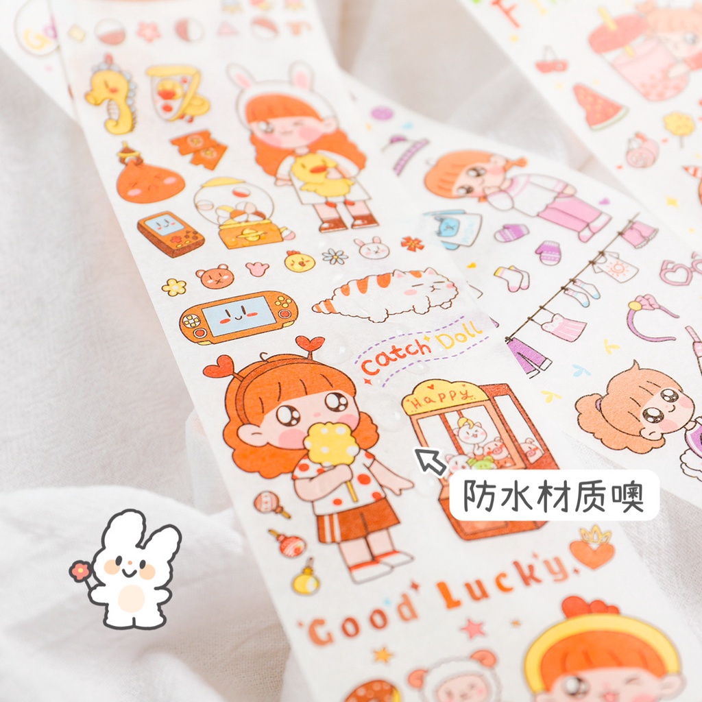 Sticker cute anime dán sổ mũ bảo hiểm tấm xinh xắn DIY Crafts, Scrapbook, Journal, Diary, Planner, Wal Sea dải chữ nhật