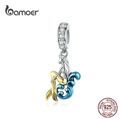 BAMOER Vòng cổ  Bạc 925 Mặt Nàng Tiên Cá Cho Nữ