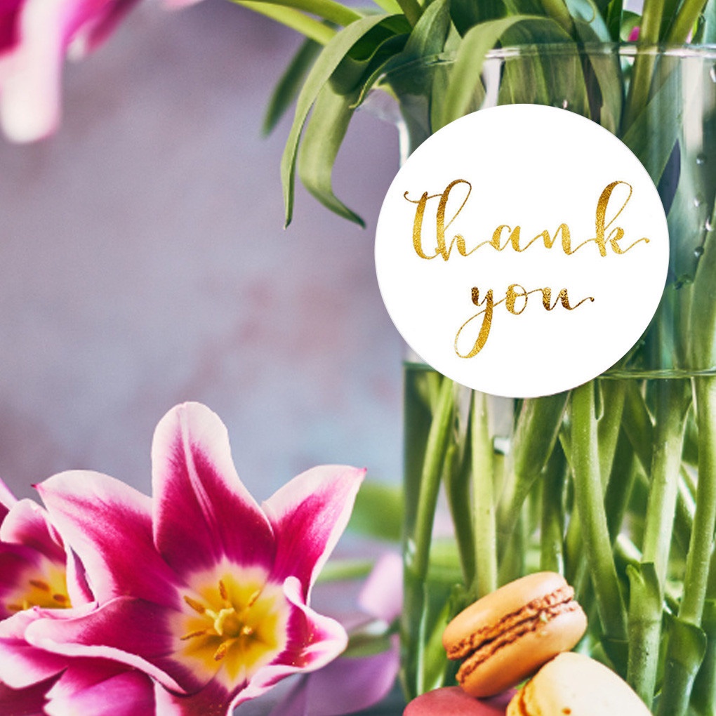 Cuộn 500 Sticker Tròn In Chữ Thank You Trang Trí Quà
