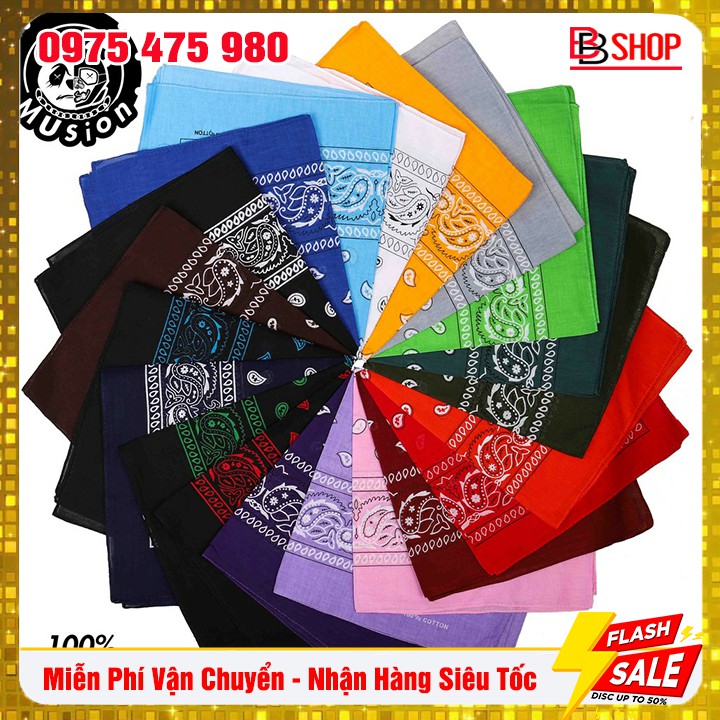 Khăn Turban Bandana Vuông Họa Tiết Độc Đáo Quàng Cổ Dành Cho Nam Nữ Size 55x55cm