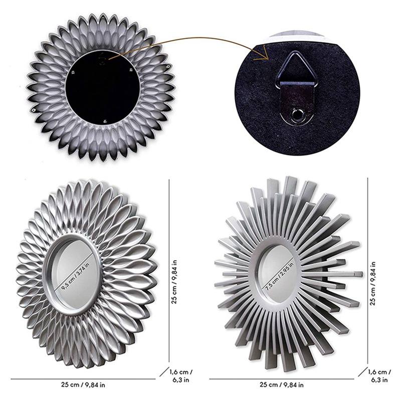 Gương Treo Tường Trang Trí Nội Thất 3 Món Màu Bạc Sang Trọng