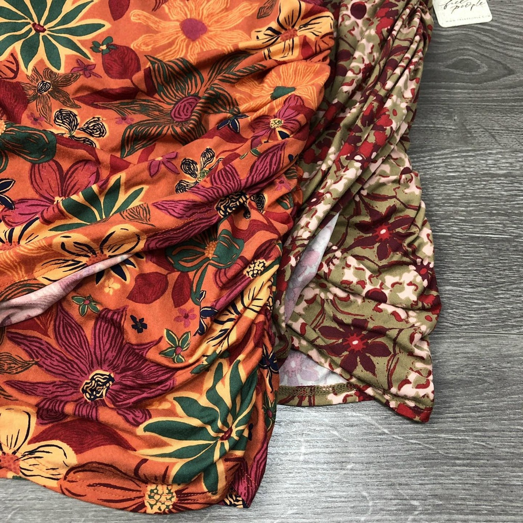 Chân váy FREE PEOPLE thun hoa wrap dún bên KAMI