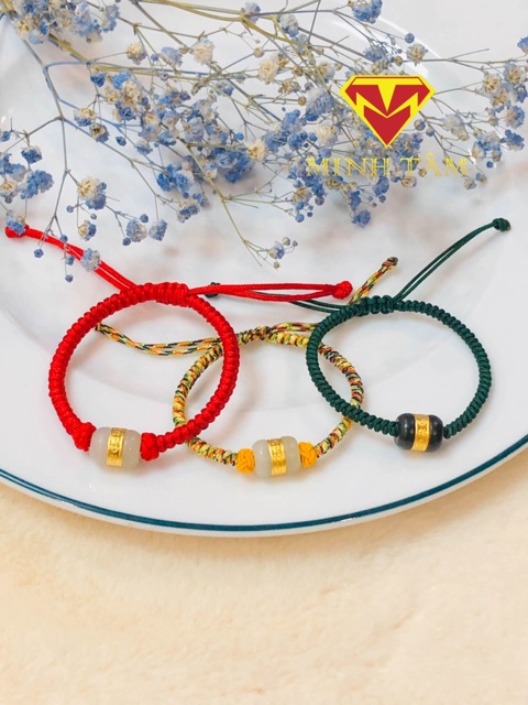 Vòng tay lu thống Bạch Ngọc may mắn✨Lu thống Bạch ngọc dây tết may mắn-Minh Tâm Jewelry