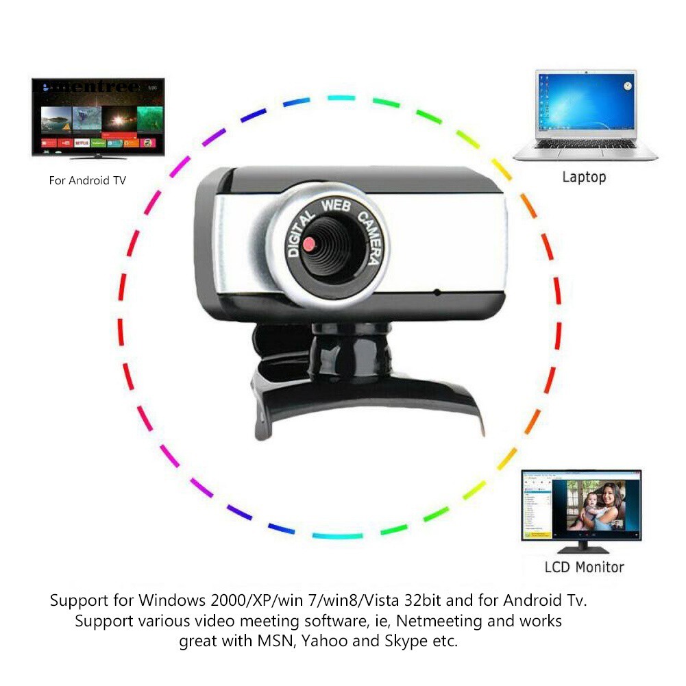 ✡WYB✡USB 2.0 640x480 Video Record Webcam Web Camera with Mic for Desktop Computer PC