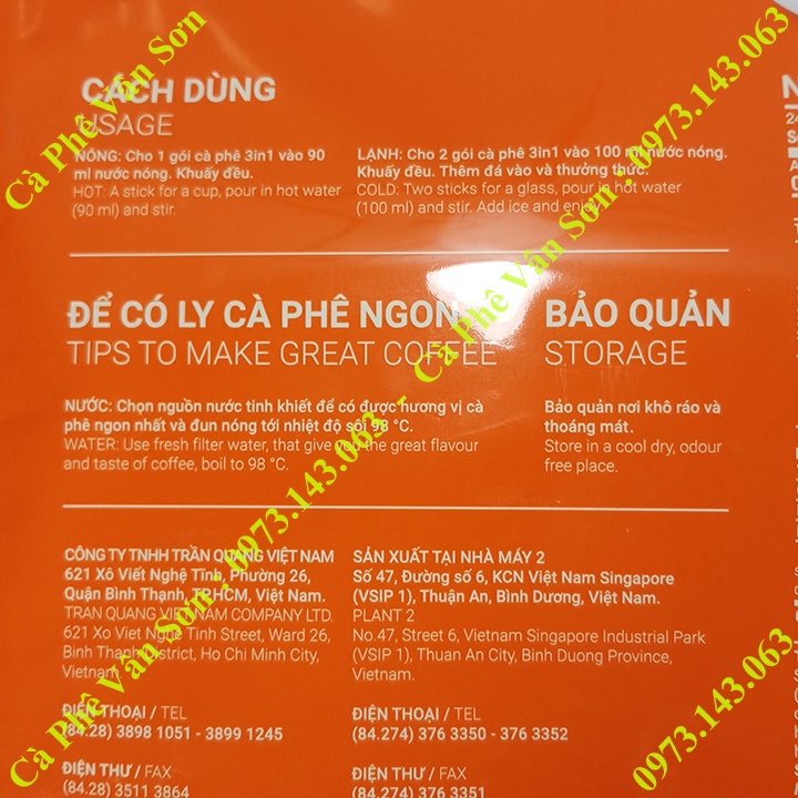 Gói nhỏ 20g cà phê sữa Good morning Trần Quang